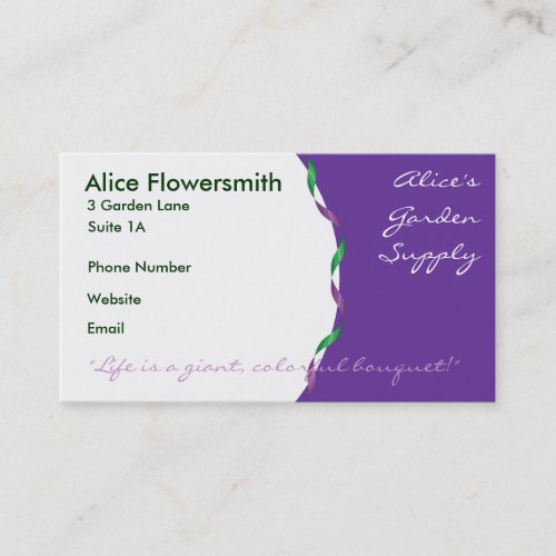 Green and Purple Ribbon Business Cards