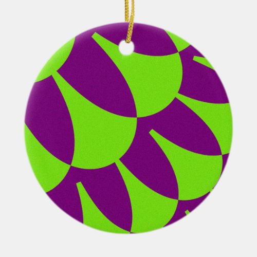 Green and Purple Scales Ceramic Ornament