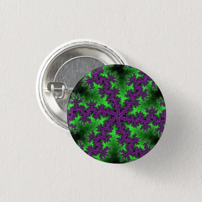 Green and Purple Snowflake Button (Front & Back)