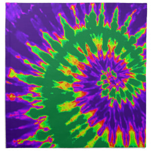 Green and Purple Spiral Tie Dye Cloth Napkin