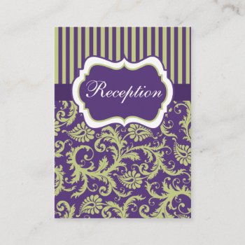 Green And Purple Stripes & Damask Enclosure Card by NiteOwlStudio at Zazzle