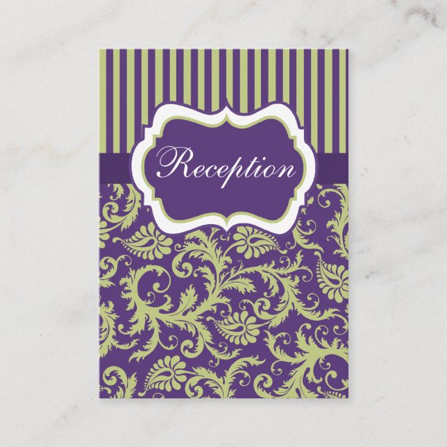 Green and Purple Stripes & Damask Enclosure Card (Front)