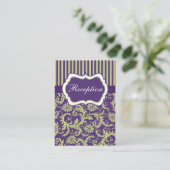 Green and Purple Stripes & Damask Enclosure Card (Standing Front)