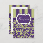 Green and Purple Stripes & Damask Enclosure Card (Front/Back)