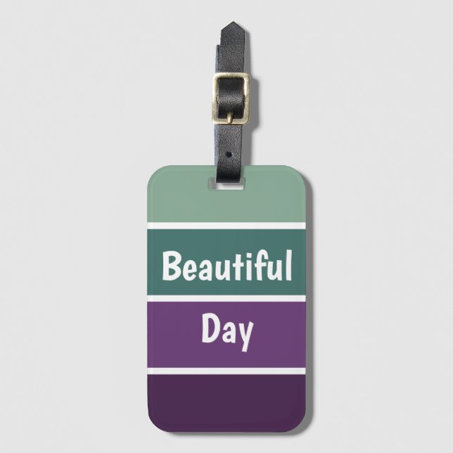 Green And Purple Stripes Luggage Tag (Front Vertical)