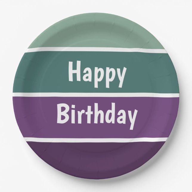 Green And Purple Stripes Paper Plates (Front)