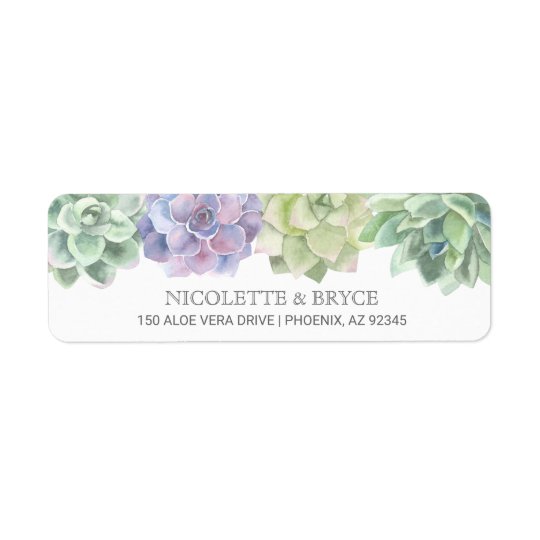 Green and Purple Succulents Wedding Return Address Label | Zazzle.com