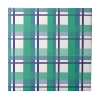 Green And Purple Tartan Pattern Ceramic Tile