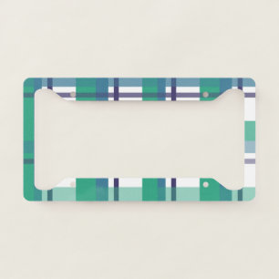 Green And Purple Tartan Pattern License Plate Frame