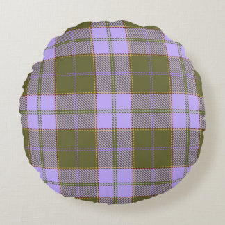 Green and Purple Tartan Plaid Scottish Seamless Pa Round Pillow