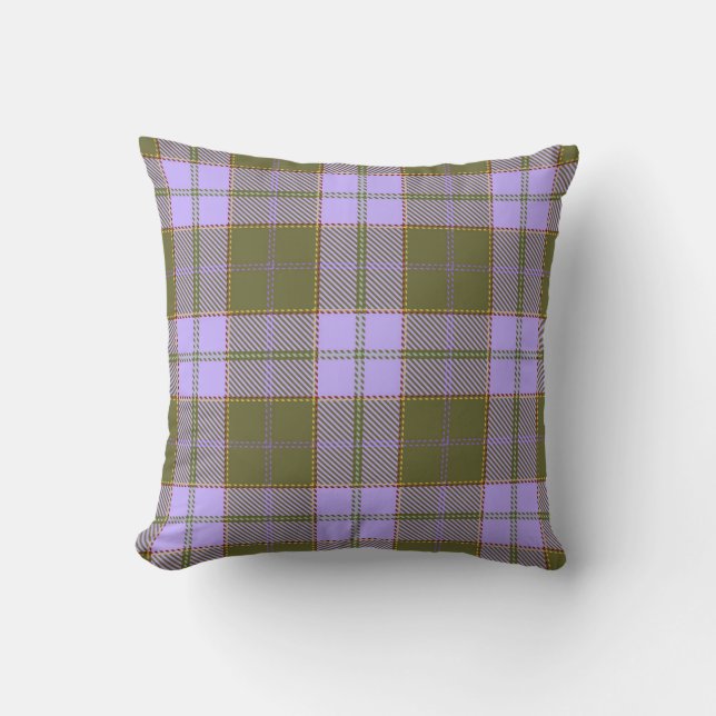 Green and Purple Tartan Plaid Scottish Seamless Pa Throw Pillow (Front)