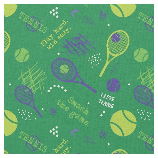 💚Green and💜 purple Tennis pattern, custom size Fabric