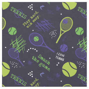 💚Green and💜 purple Tennis pattern, custom size Fabric