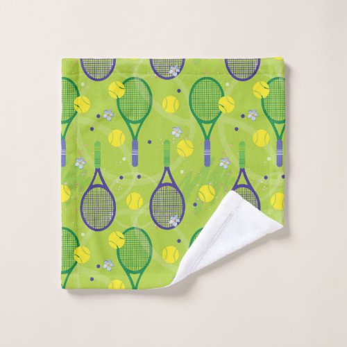 Green and purple tennis racket pattern Wash Cloth