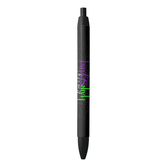 Green And Purple Text Design Pen (Front Vertical)