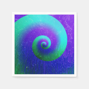 Green and Purple Tie Dye Swirl Napkins