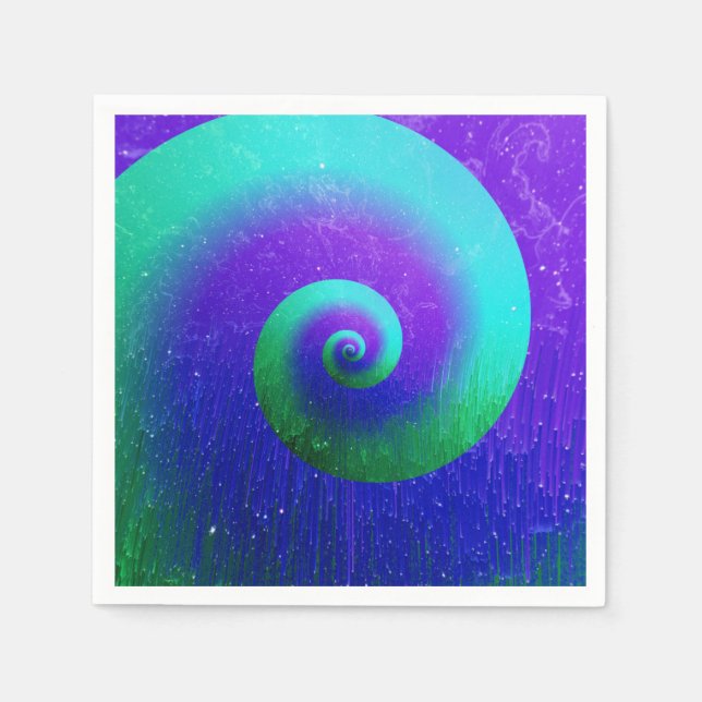 Green and Purple Tie Dye Swirl Napkins (Front)
