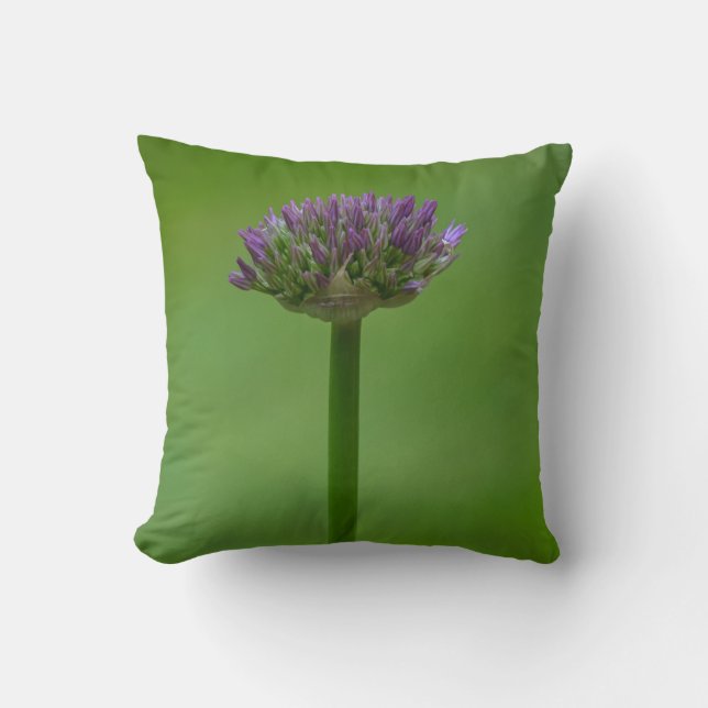 Green and Purpler Wildflower Throw Pillow (Front)