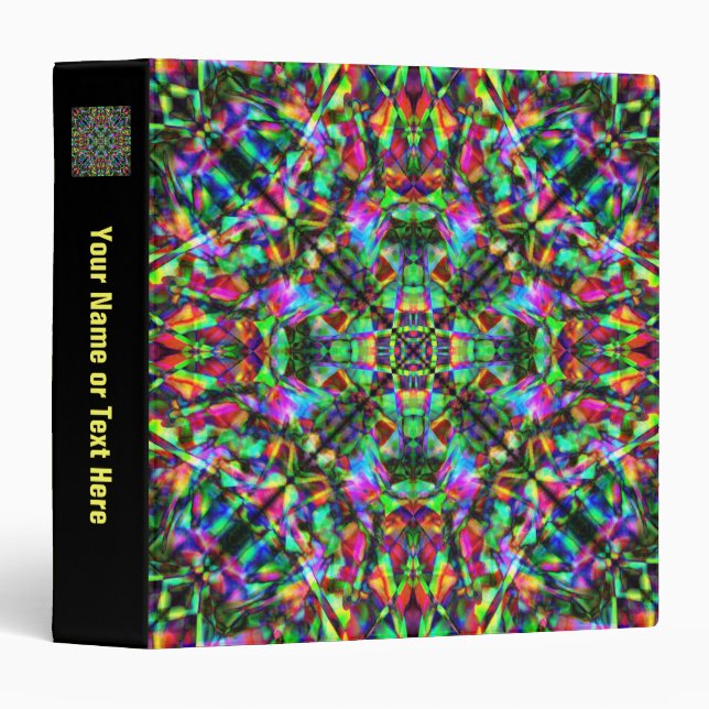 Green and Rainbow Mandala Pattern Binder (Front/Spine)