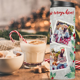 Green And Red 5 Photo Template Christmas Thermal Tumbler