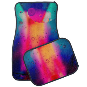 Green and red abstract painting car floor mat