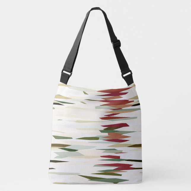 green and red Abstract Stripes Crossbody Bag (Front)