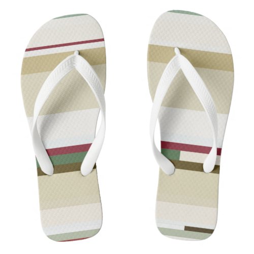 green and red Abstract Stripes Flip Flops
