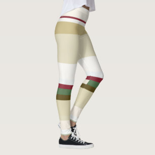 green and red Abstract Stripes Leggings