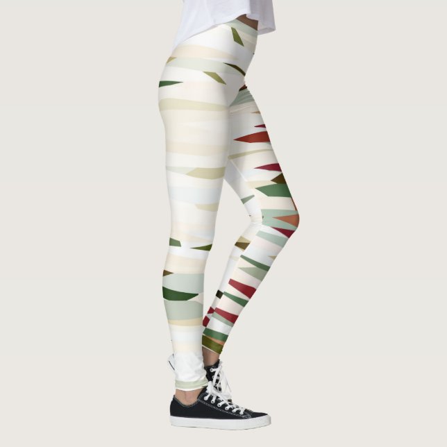 green and red Abstract Stripes Leggings (Right)