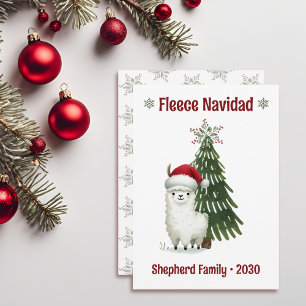 Green and Red Alpaca Fleece Navidad  Holiday Card
