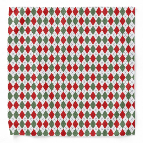 Green and Red Argyle Pattern Bandana