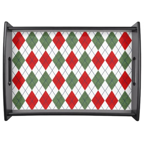 Green and Red Argyle Pattern Serving Tray
