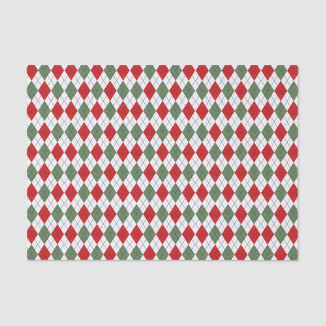 Green and Red Argyle Tissue Paper (Front)