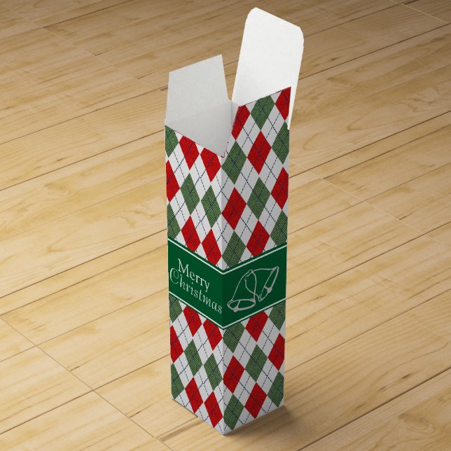 Green and Red Argyle Wine Box (Opened)