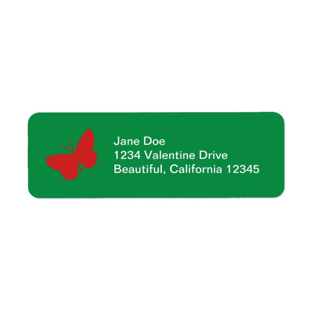 Green and Red Butterfly Address Labels (Front)