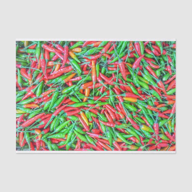 Green and Red Chili Peppers Tissue Paper (Front)