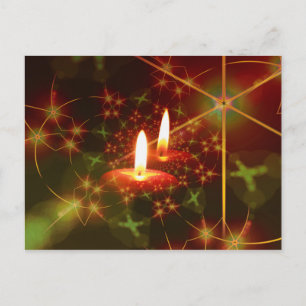Green and Red Christmas Advent Candles with Stars Holiday Postcard
