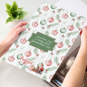 Green and Red Christmas Balls Santa Claus Envelope Mailers