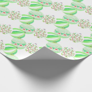 Green And Red Christmas Baubles Wrapping Paper by PortoSabbiaNatale at Zazzle