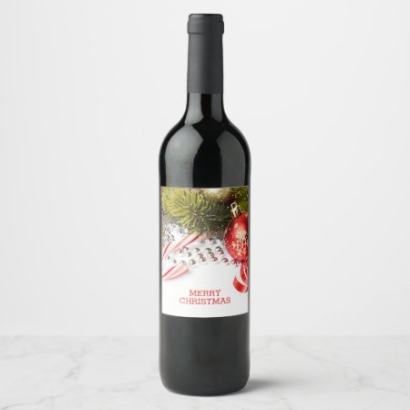 Green And Red Christmas Decor Wine Label