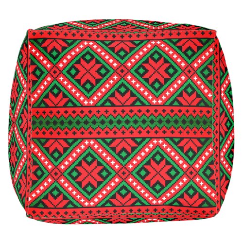 Green And Red Christmas knit pattern  Pouf