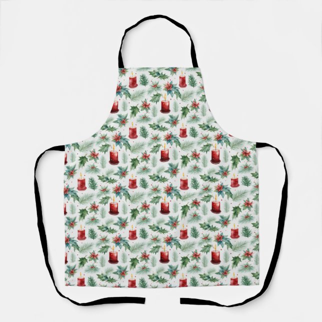 Green and Red Christmas Patterns -  Apron (Front)