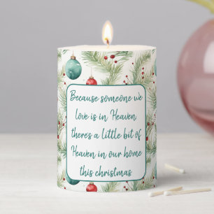 Green and Red Christmas Patterns - Loving Memory Pillar Candle