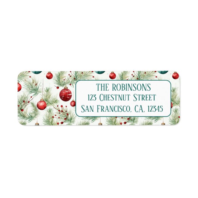 Green and Red Christmas Patterns - return address Label (Front)