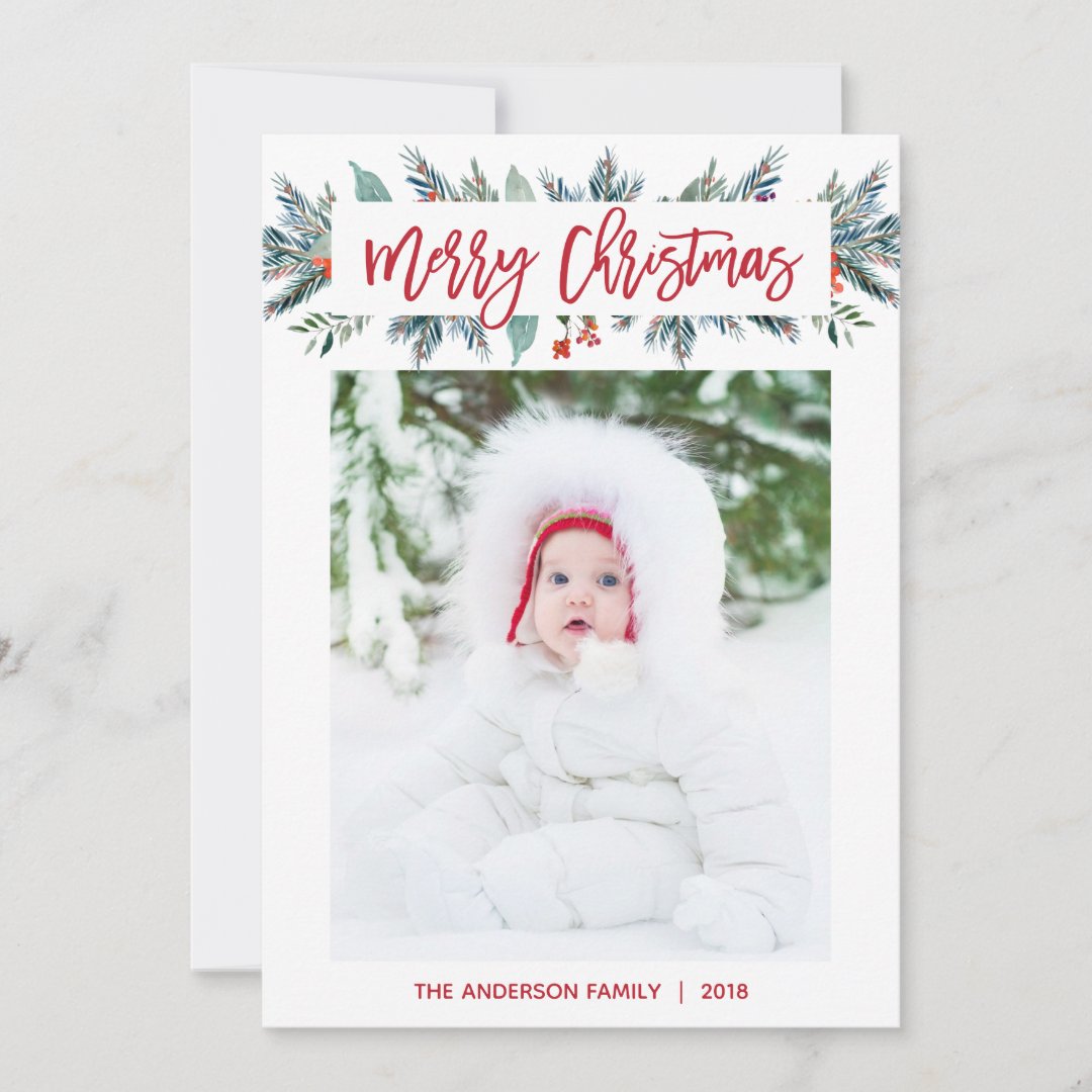 Green and Red Christmas Photo Christmas Cards | Zazzle