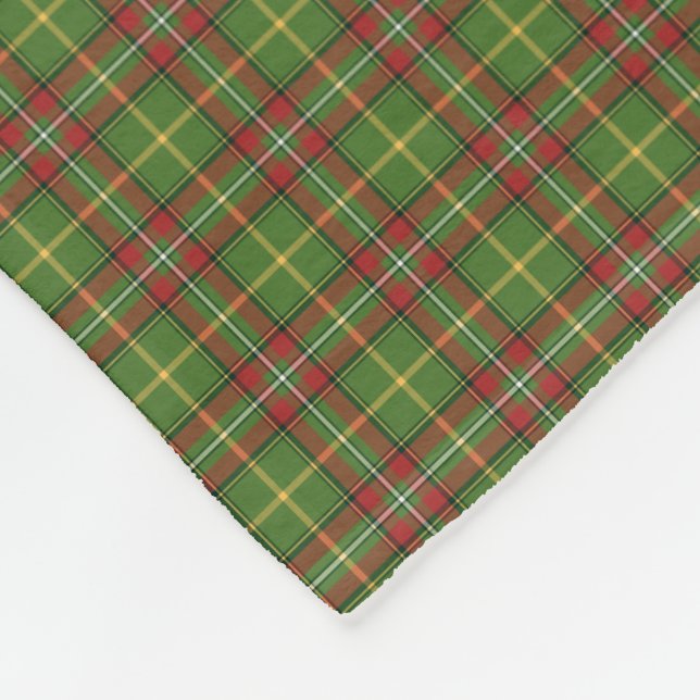 Green and Red Christmas Plaid Pattern Fleece Blanket (Corner)