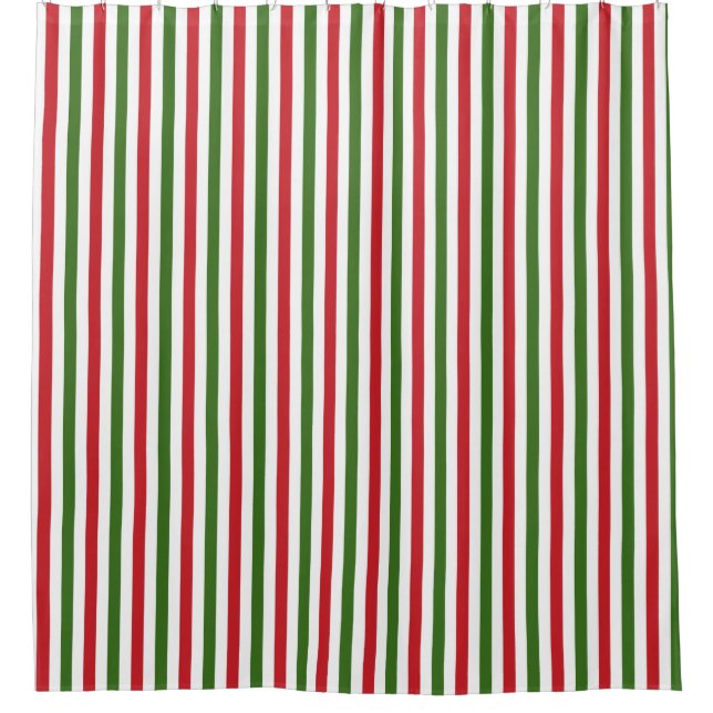 Green and Red Christmas Shower Curtain (Front)