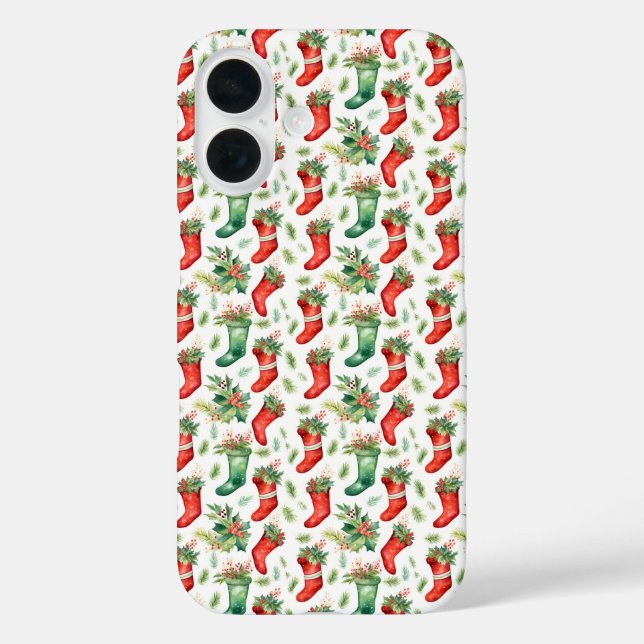 Green and Red Christmas Stockings Case-Mate iPhone Case (Back)