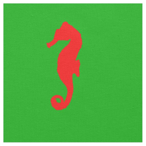 Green And Red Coastal Christmas Decor Seahorse Fabric