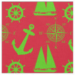 Green and Red Coastal Nautical Christmas Holiday Fabric